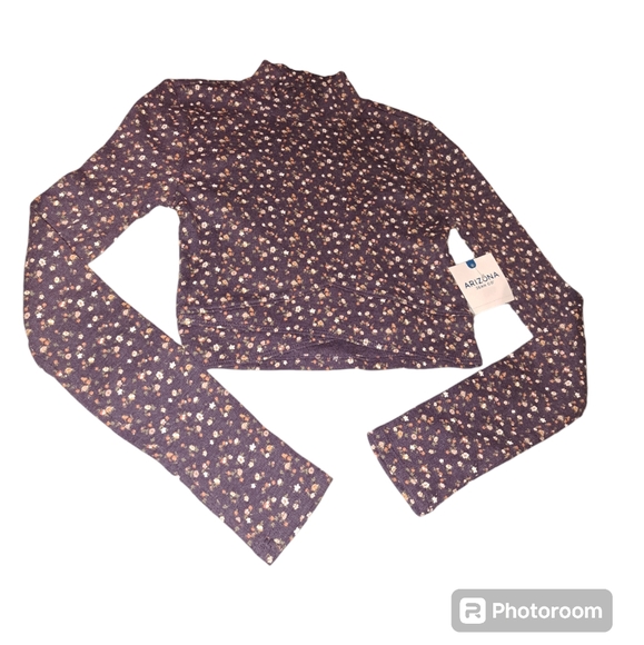 🆕️Arizona Jean Purple Floral Cropped Turtleneck Sz XS NWT - Picture 4 of 4